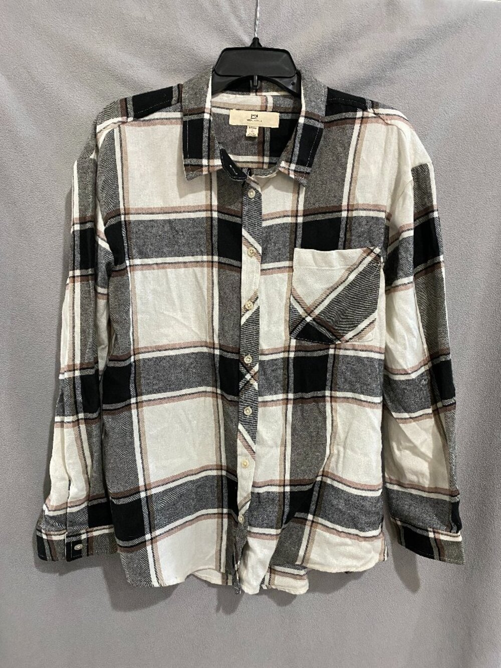 Thread & Supply Black White Mushroom Plaid Button Down Shirt Medium